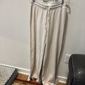 Aritzia Cream Ribbed Sweatpants